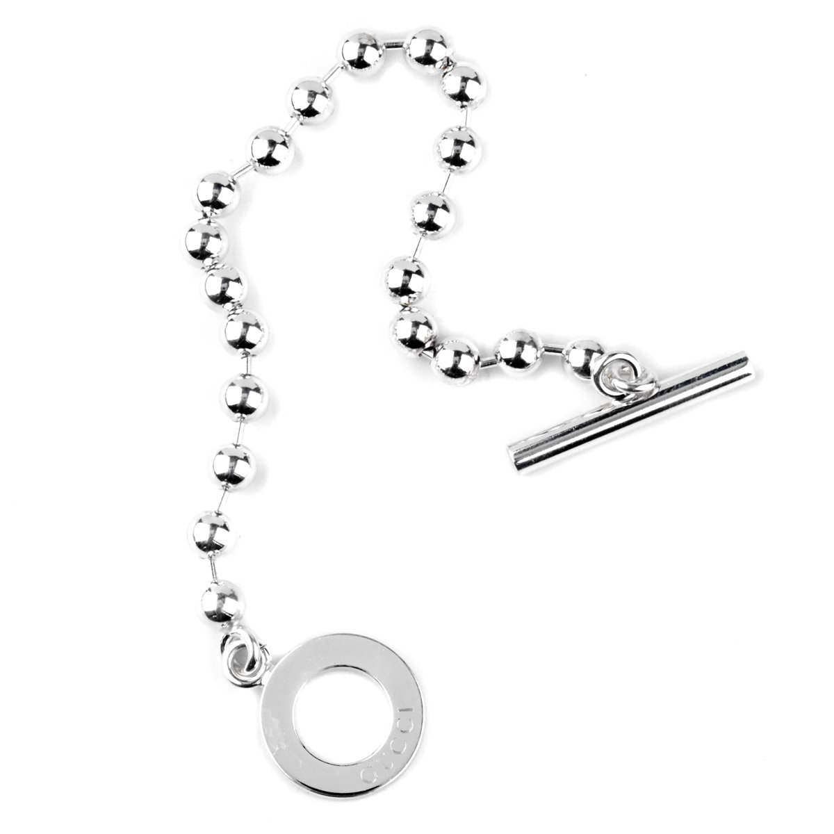 Guthtcci Beaded Toggle Lock Silver Bracelet