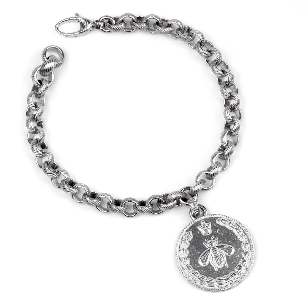 Guthtcci Charm Double G Bee Silver Bracelet
