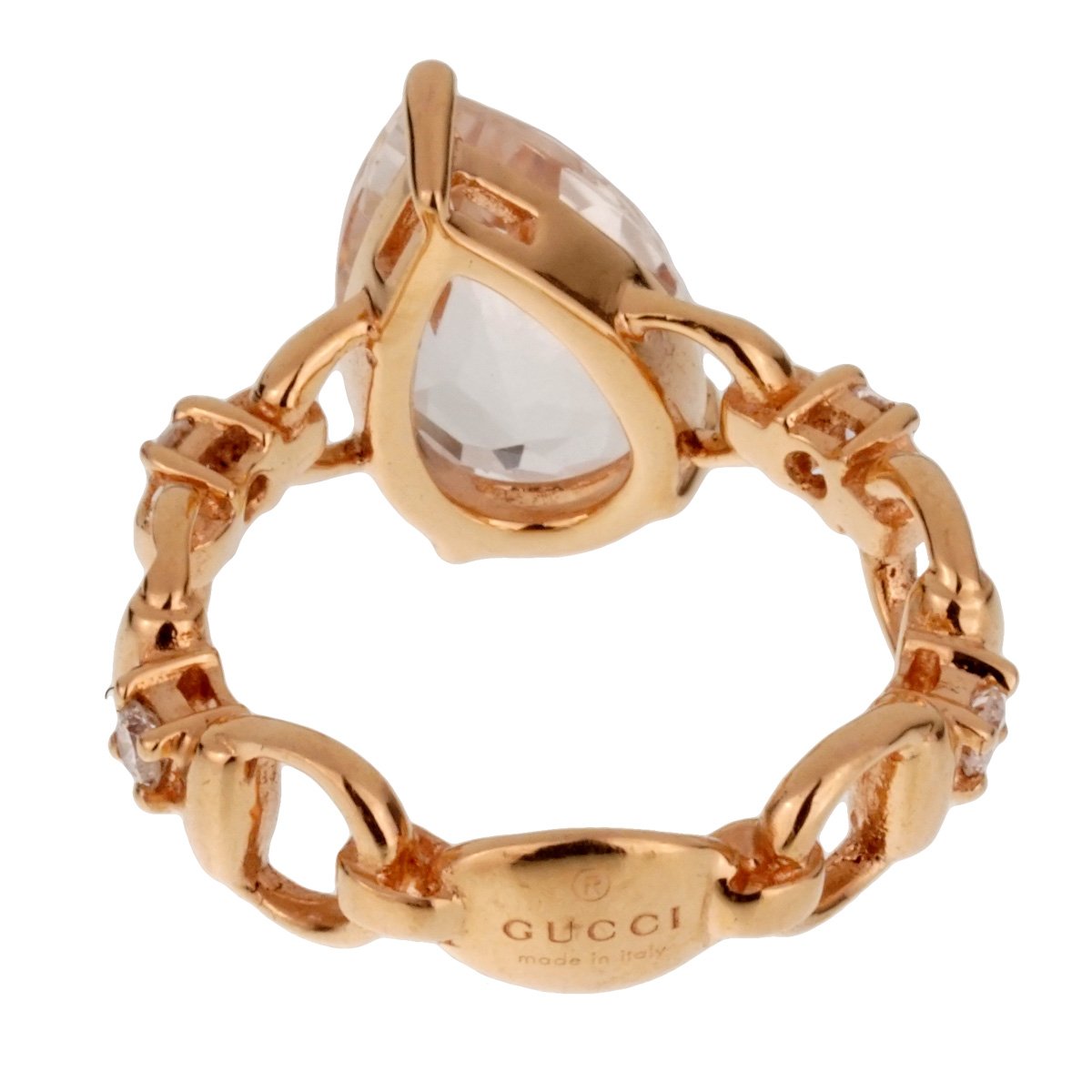 Guthtcci Diamond Topaz Rose Gold Cocktail Ring