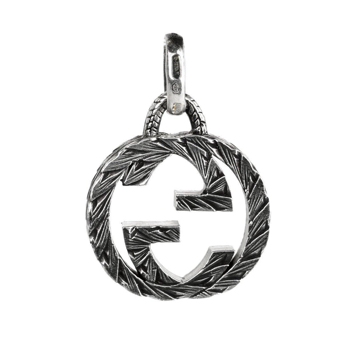 Guthtcci Double G Engraved Silver Charm Pendant