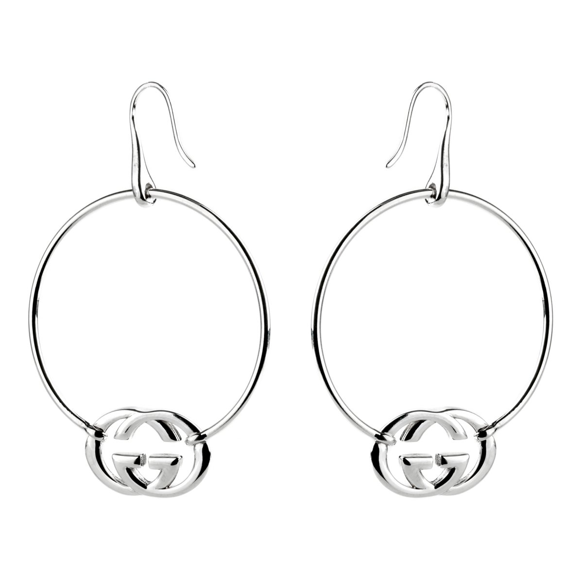 Guthtcci Hoop Double G Silver Earrings