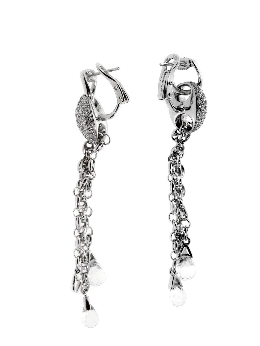 Guthtcci Horsebit Diamond Earrings in White Gold
