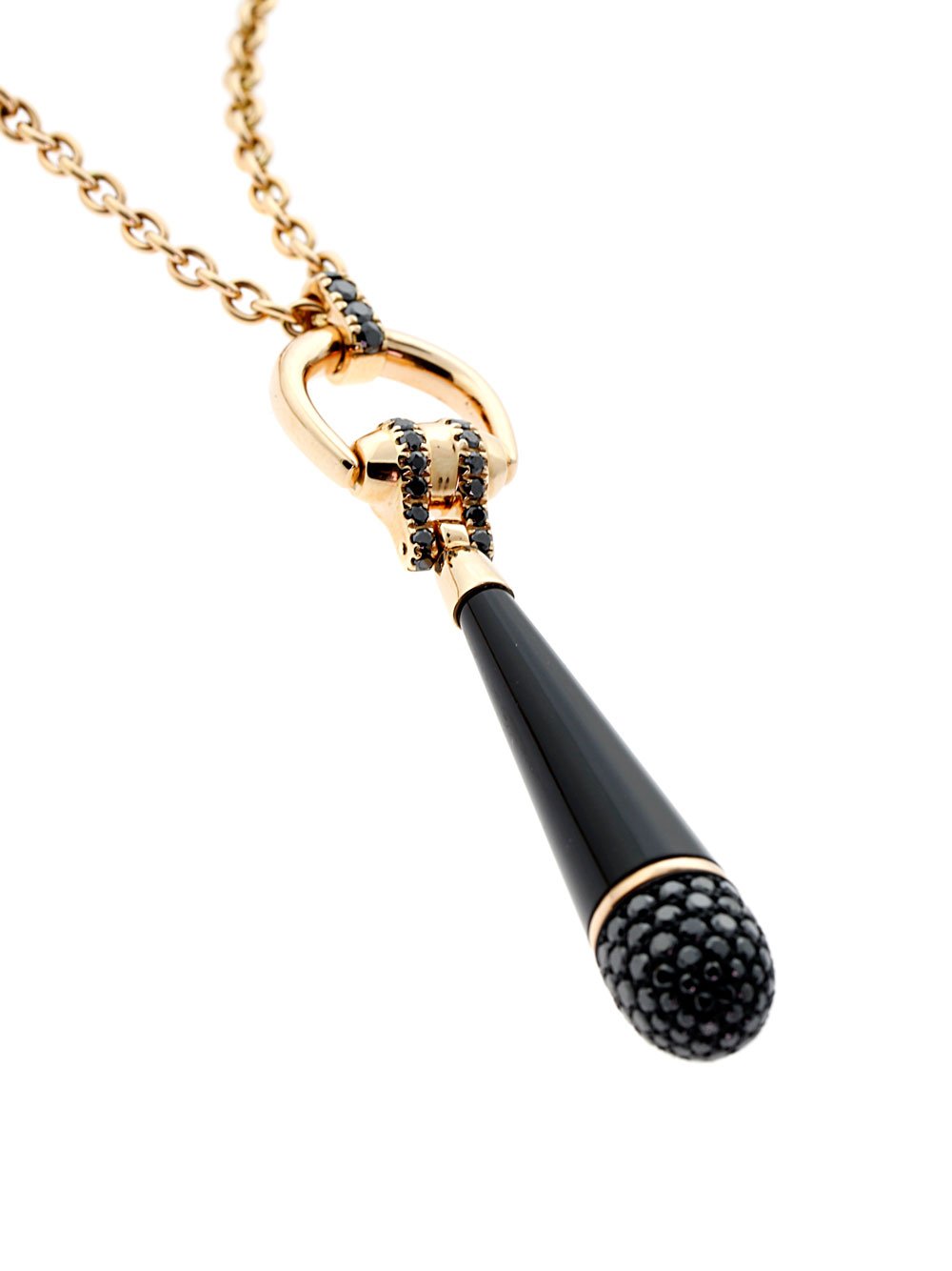 Guthtcci Horsebit Diamond Rose Gold Necklace