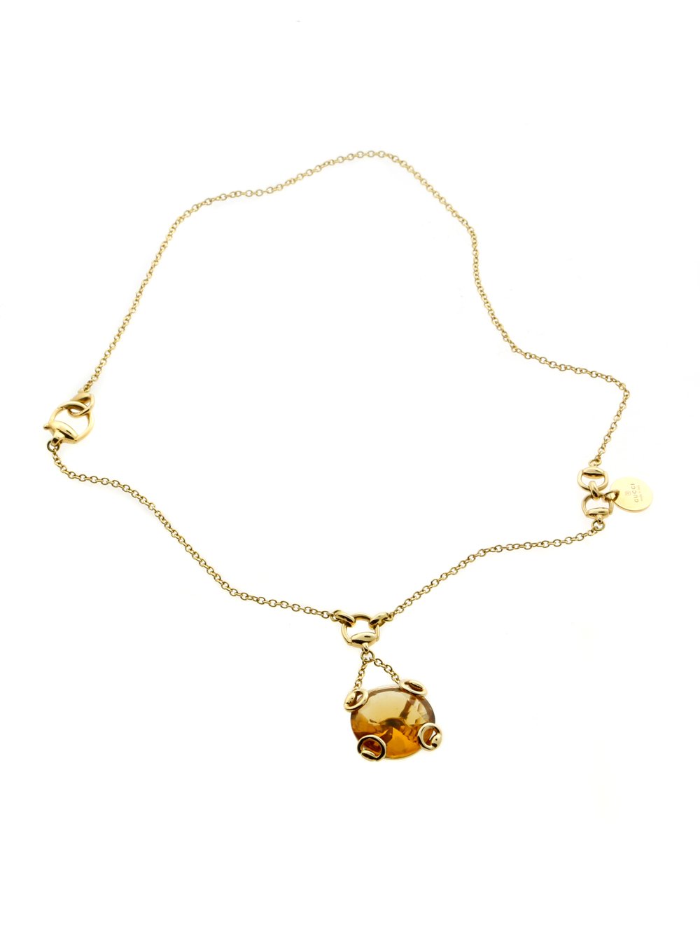 Guthtcci Horsebit Gold Citrine Necklace