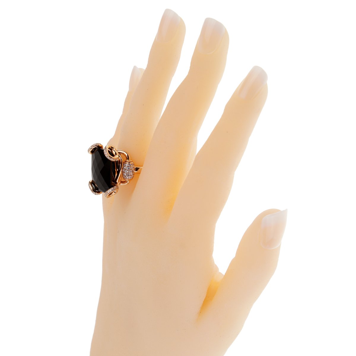 Guthtcci Horsebit Onyx Diamond Rose Gold Ring