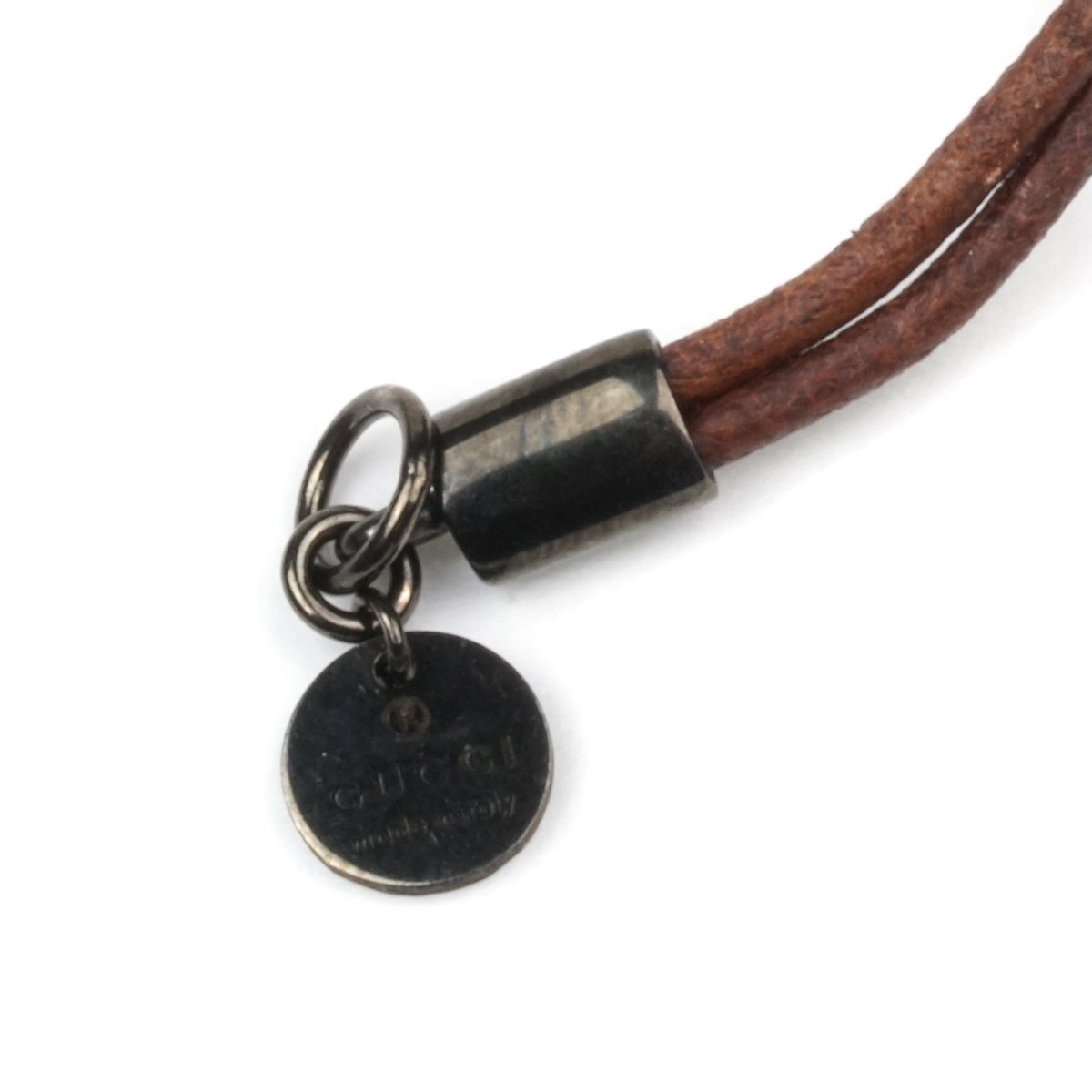 Guthtcci Leather Burnished Silver Horsebit Bracelet