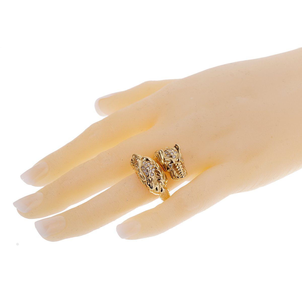 Guthtcci Tiger Diamond 18k Yellow Gold Cocktail Ring Sz 7