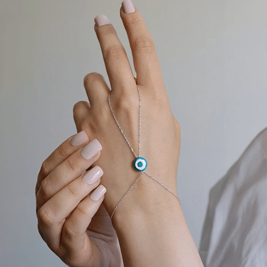 Evil Eye Finger Ring Slave Bracelet Boho Handchain