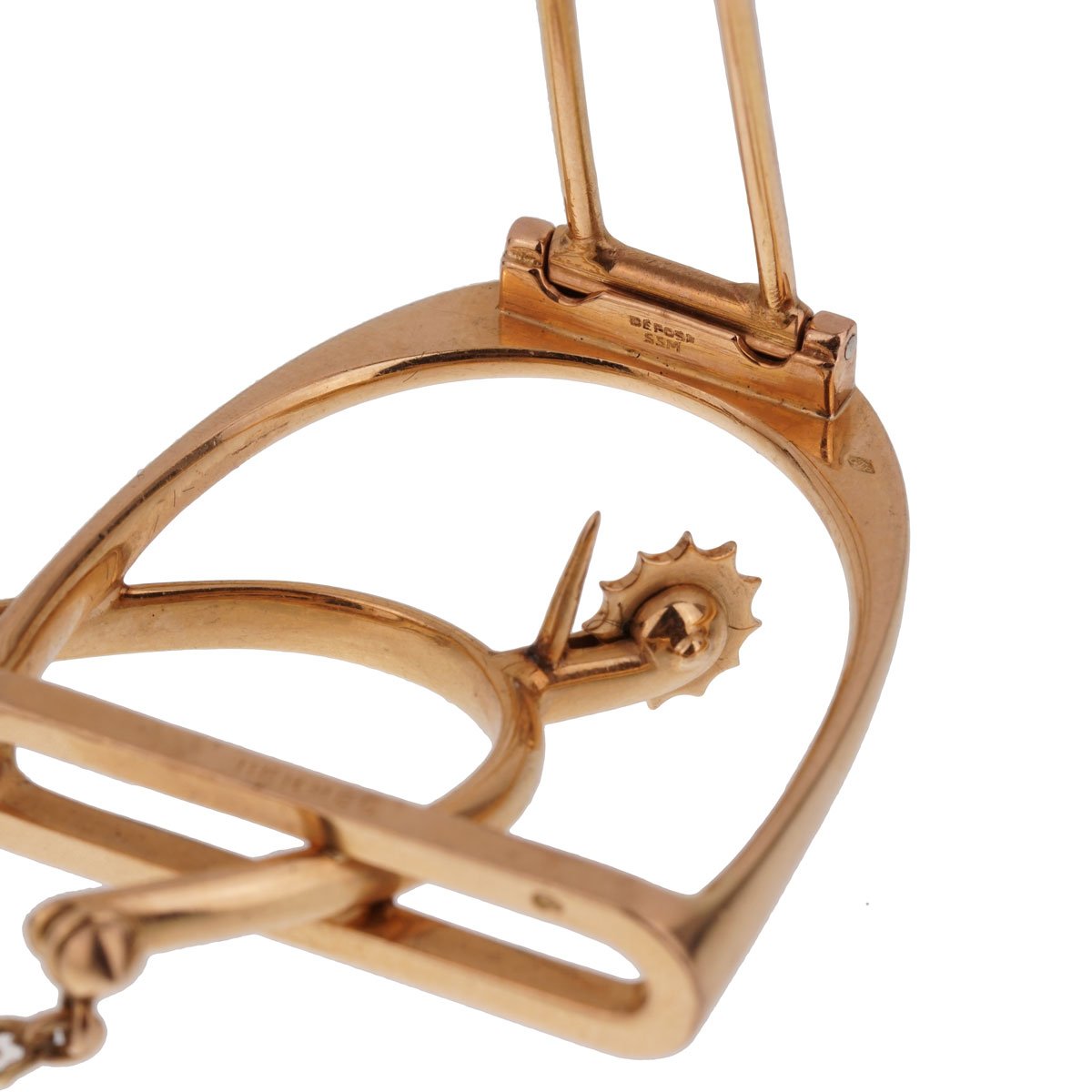 Herthtmes Vintage 1960s' Stirrup 18k Yellow Gold Brooch