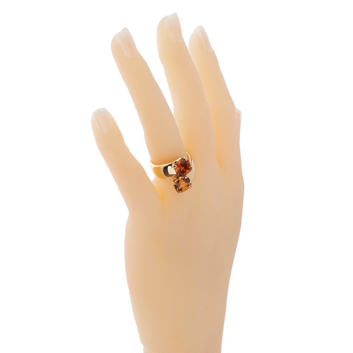 Herthtmes Vintage Citrine Bypass Cocktail 18K Yellow Gold Ring