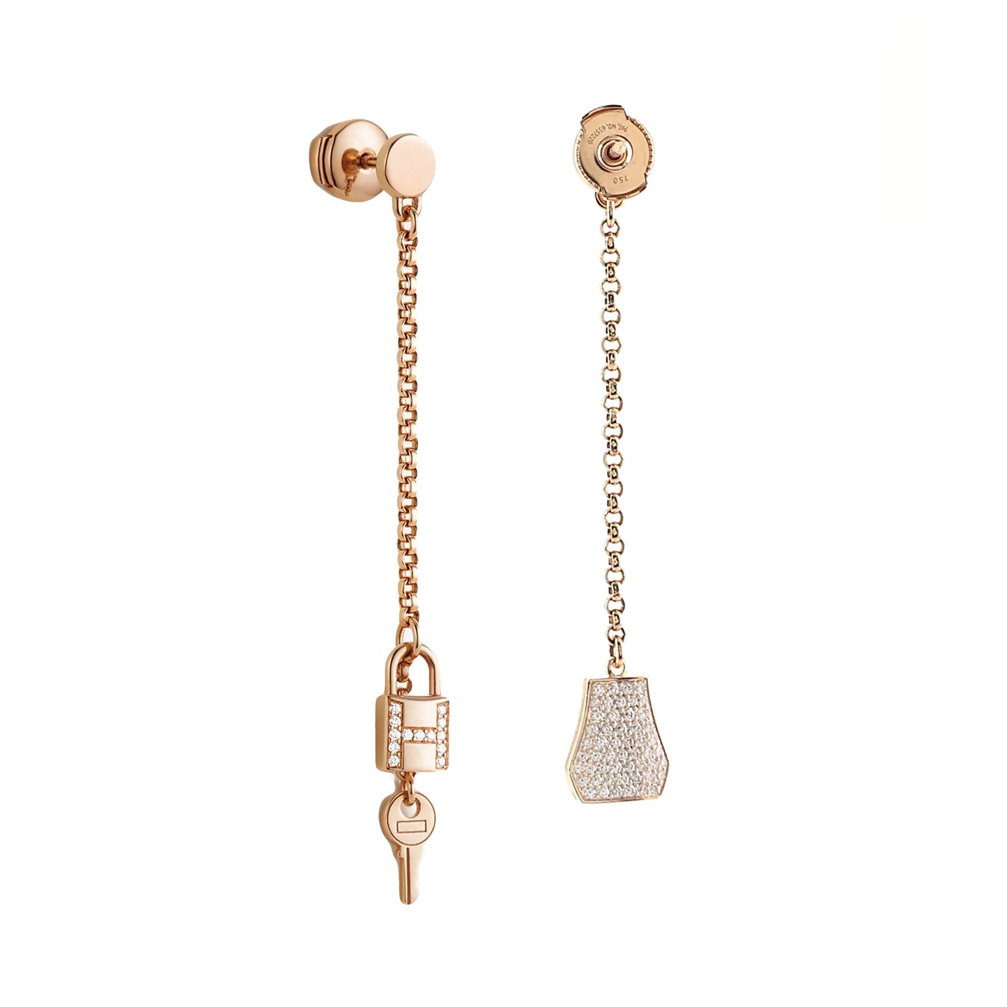Herthtmes Kelly Clochette Rose Gold Diamond Drop Earrings