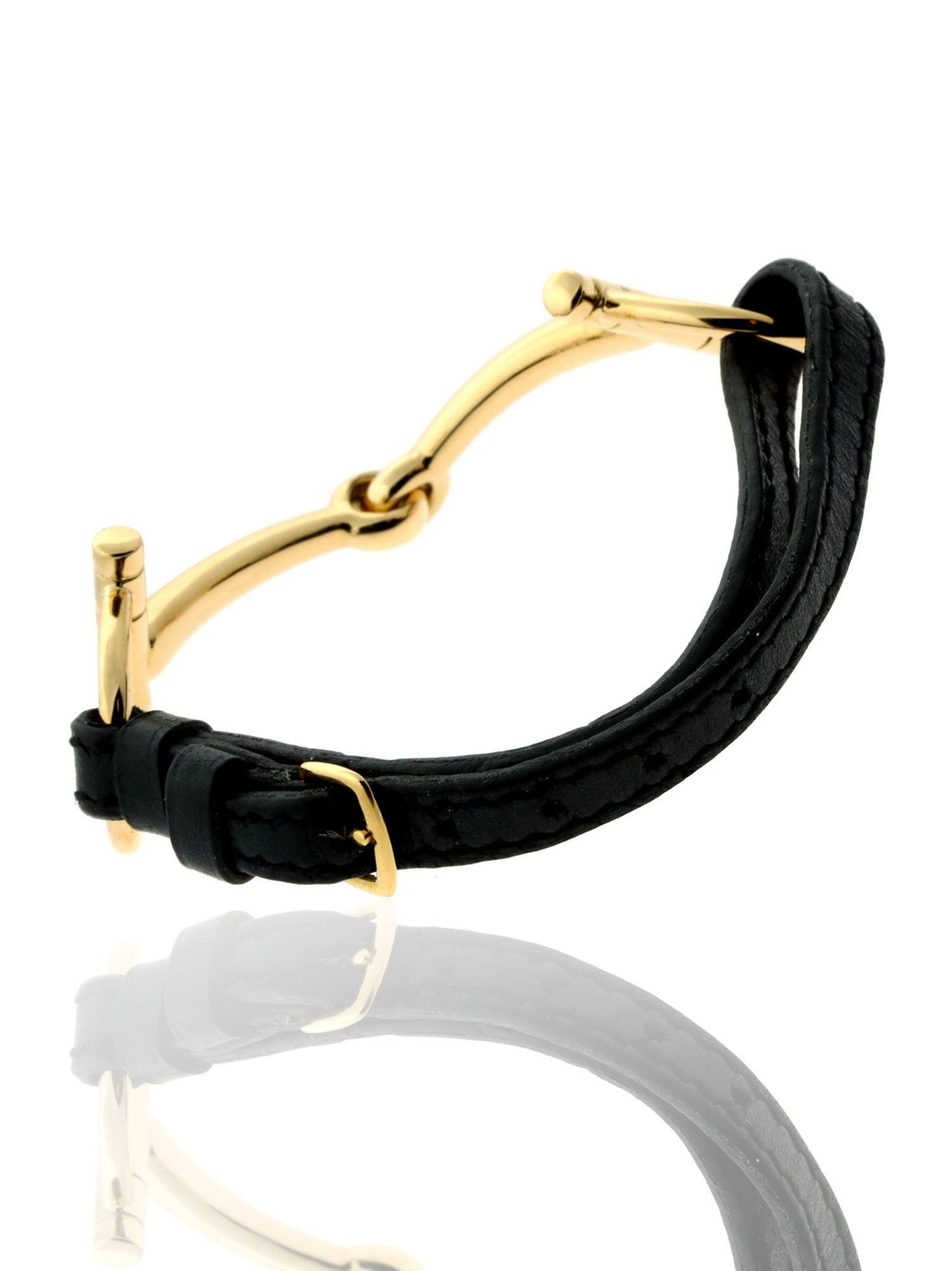 Herthtmes Stirrup Gold, Leather Bracelet