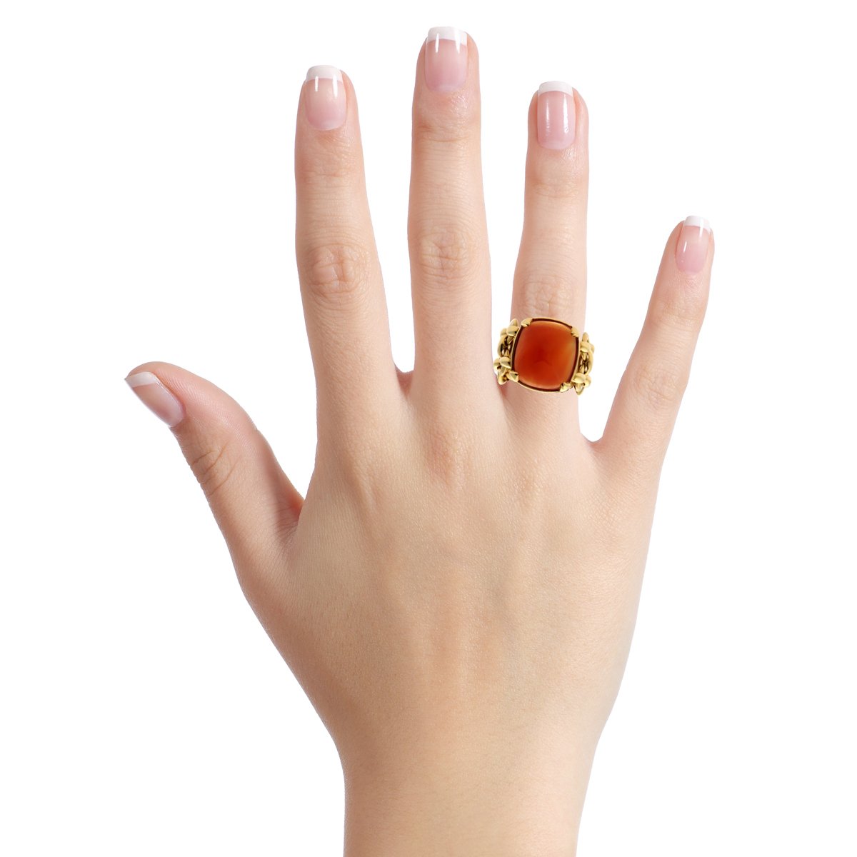 Herthtmes Sugar Loaf Carnelian Gold Ring
