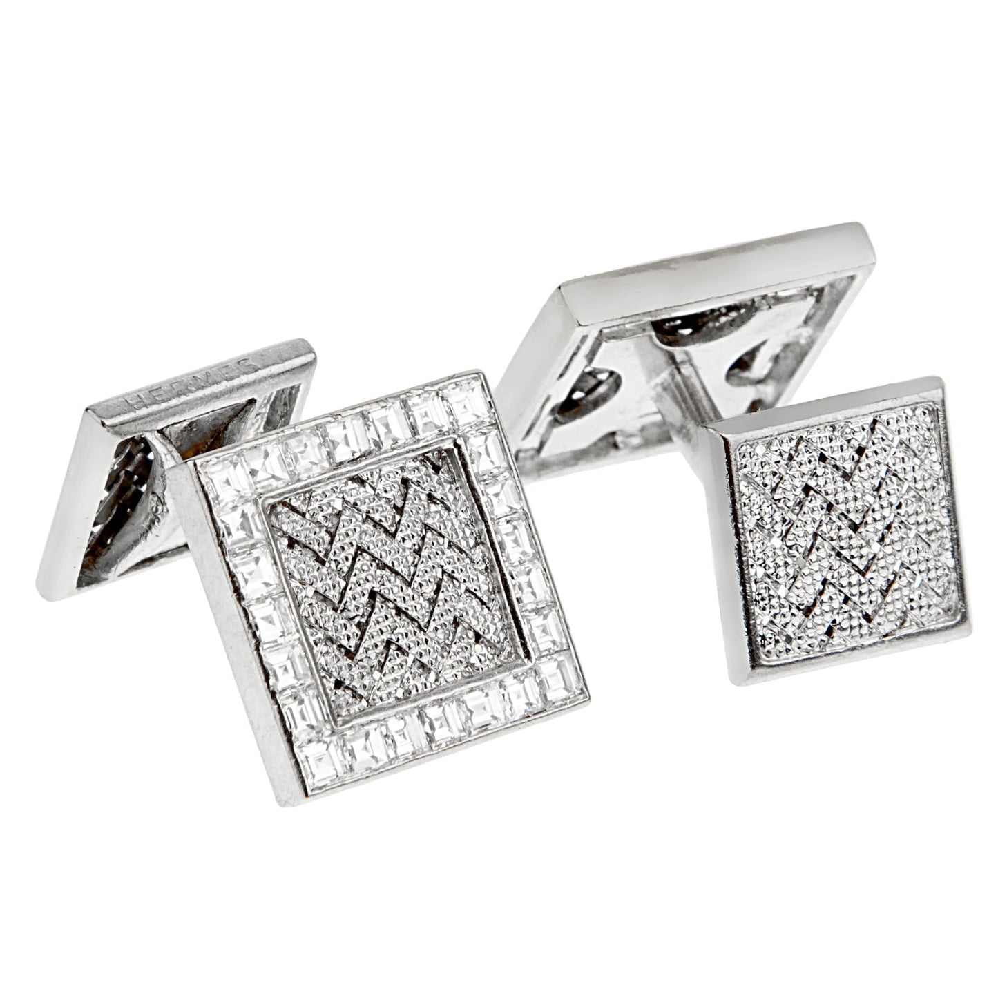 Herthtmes Vintage Important Diamond White Gold Cuff Links
