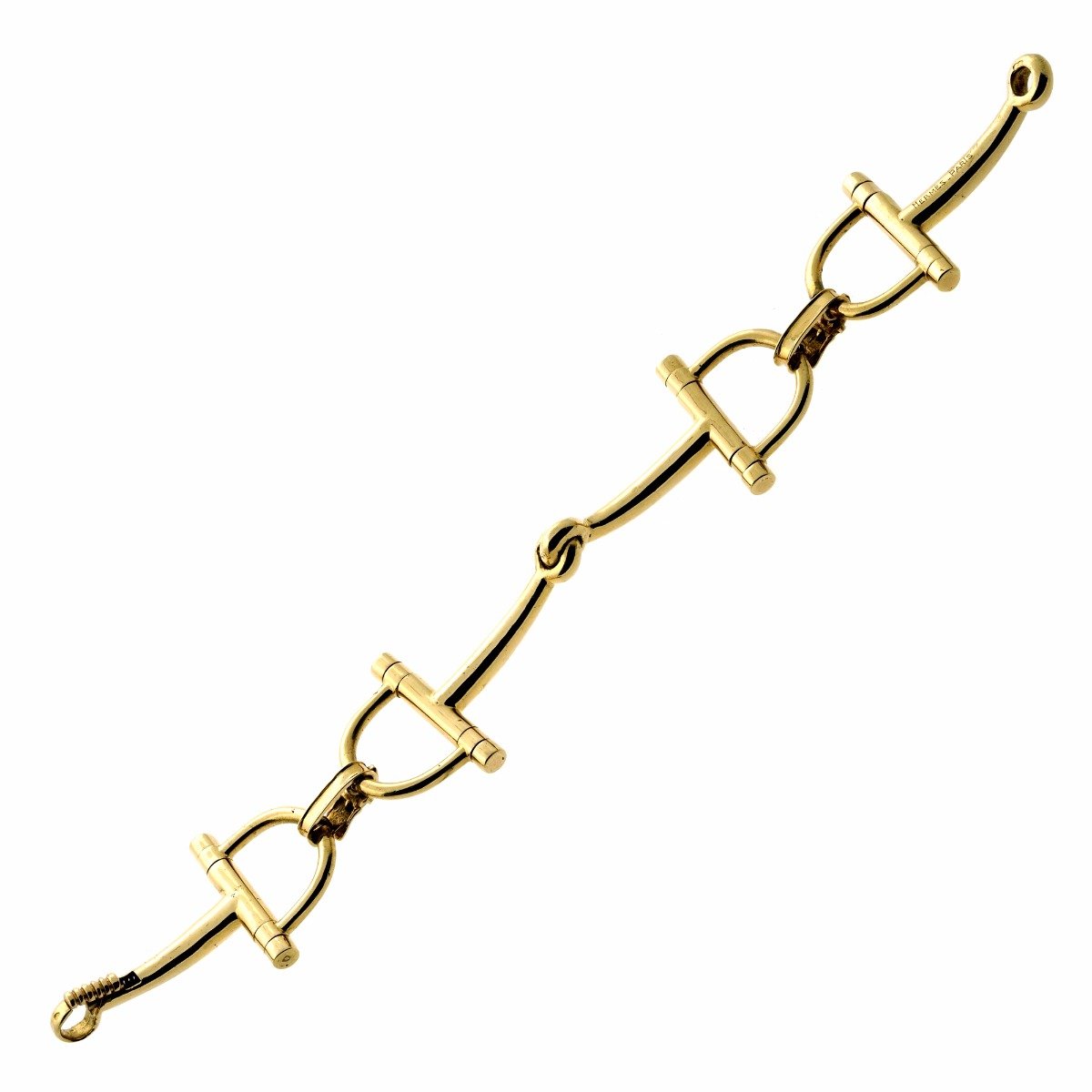 Herthtmes Vintage Stirrup Yellow Gold Bracelet
