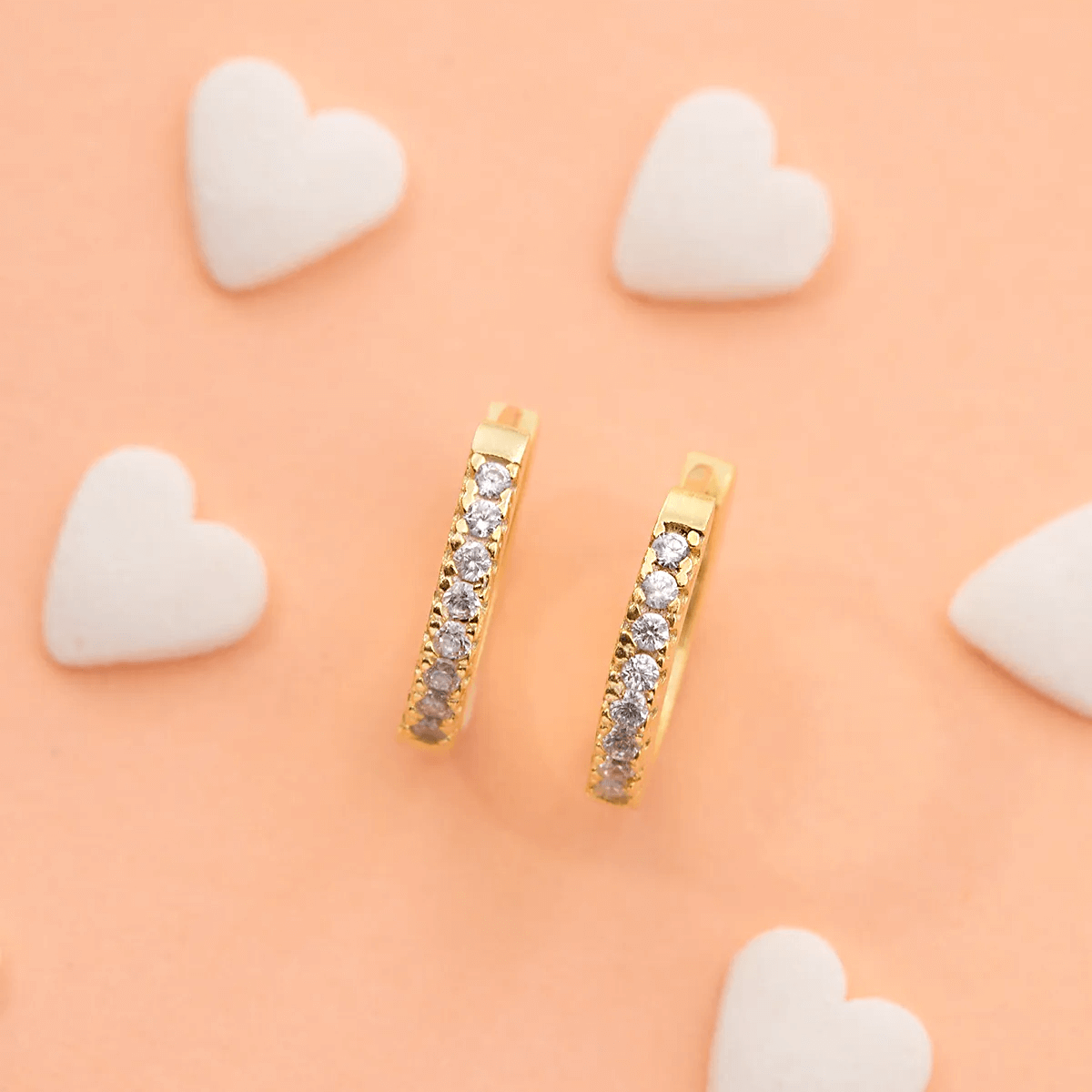 Mini Earrings 925 Silver Pave Zirconia Huggie Hoops