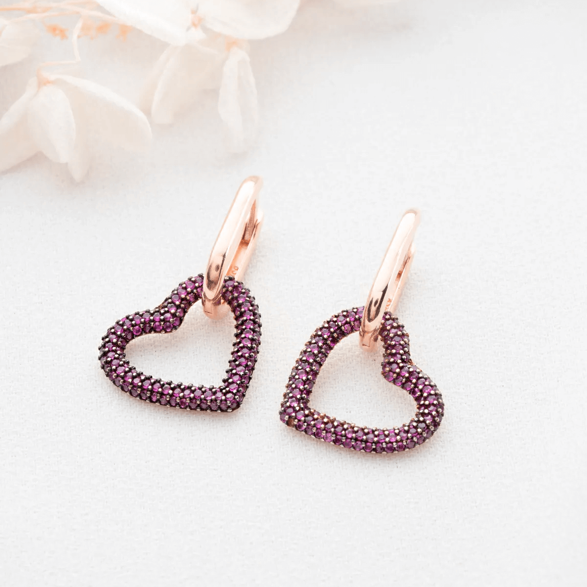 Huggie Earrings with Dangle Cluster Gemstone Charms