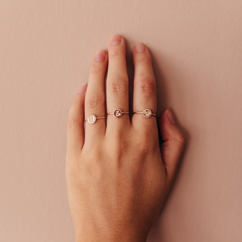 Initial Disc Ring Personalized Jewelry for Mother