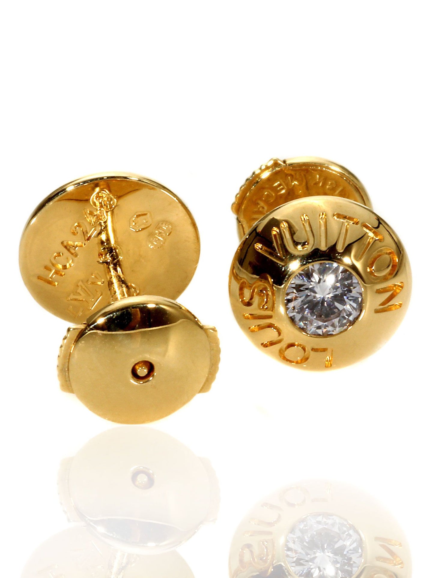 Lothtuis Vuithttton Diamond Stud Earrings 18k Yellow Gold
