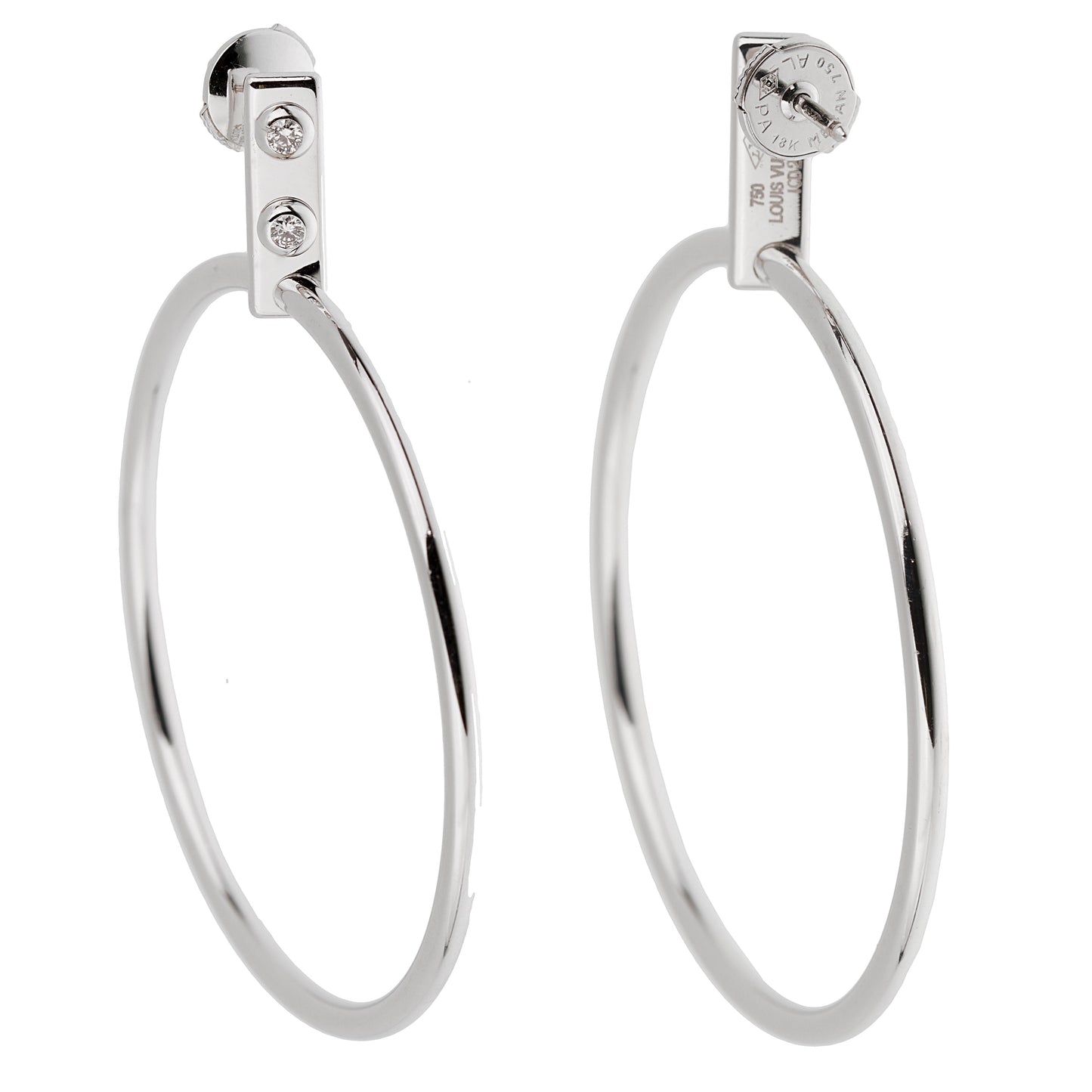 Lothtuis Vuithttton Diamond White Gold Hoop Earrings