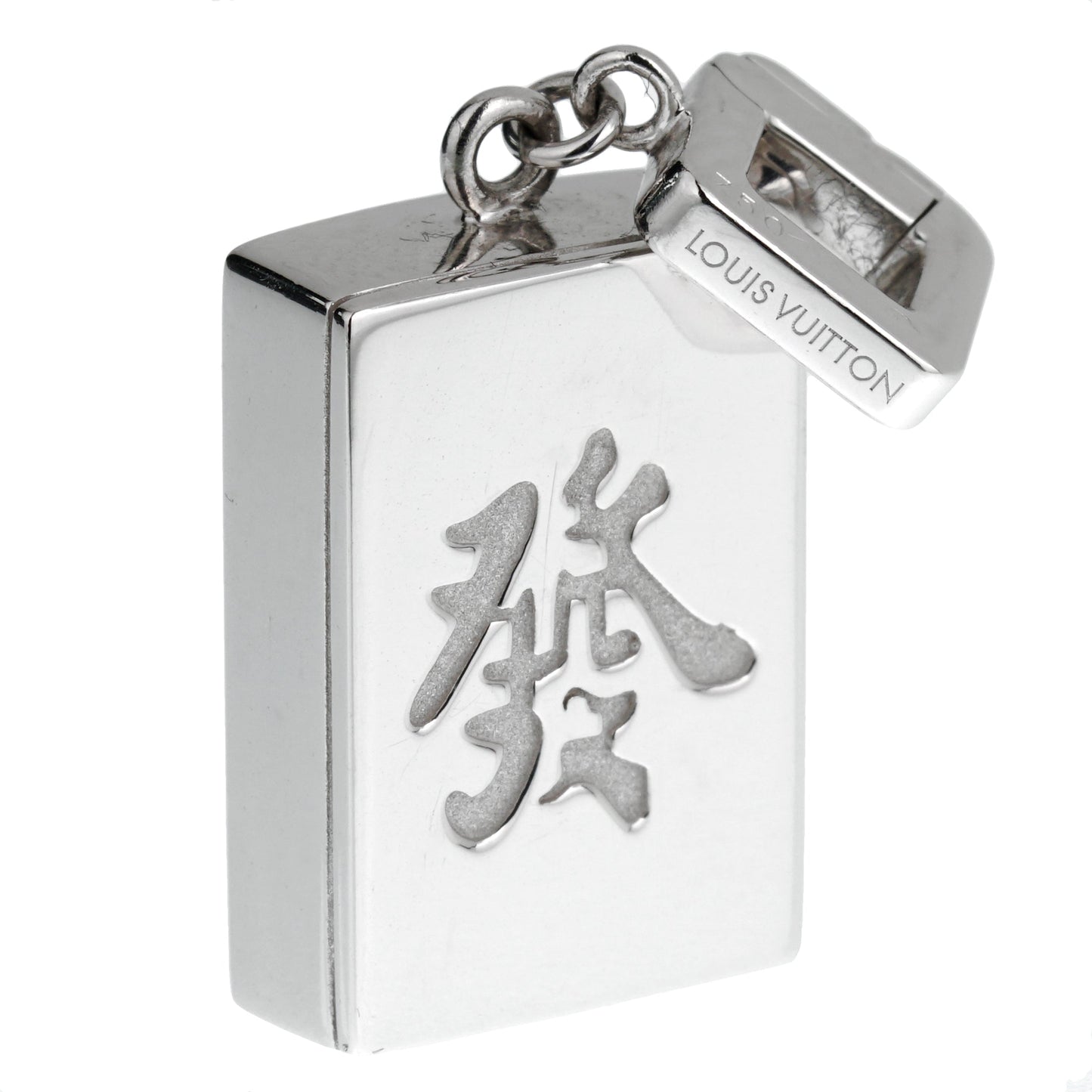 Lothtuis Vuithttton Mahjong Wealth Tile 18k White Gold Charm Pendant
