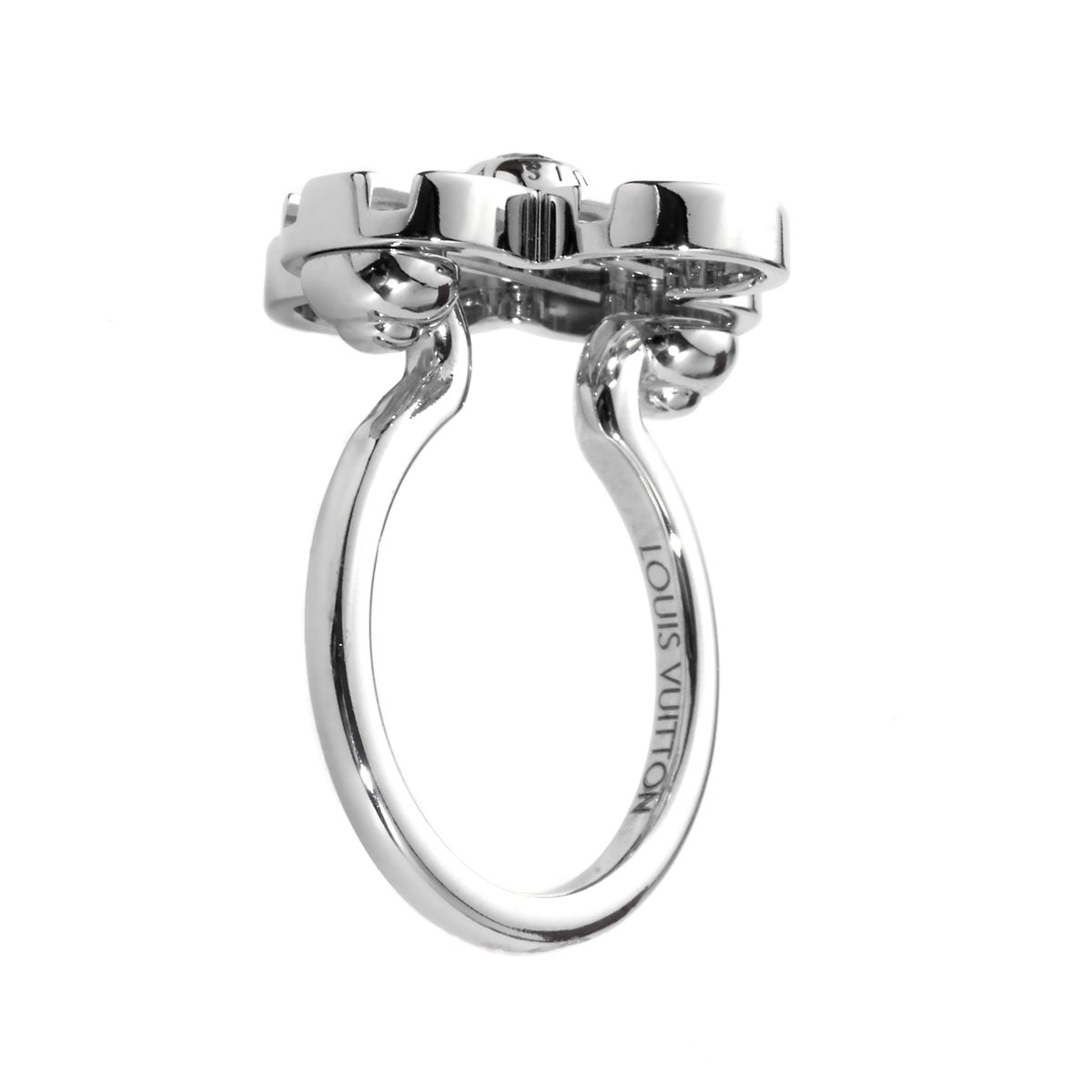 Lothtuis Vuithttton Petite Fleur Flower 18k White Gold Diamond Ring
