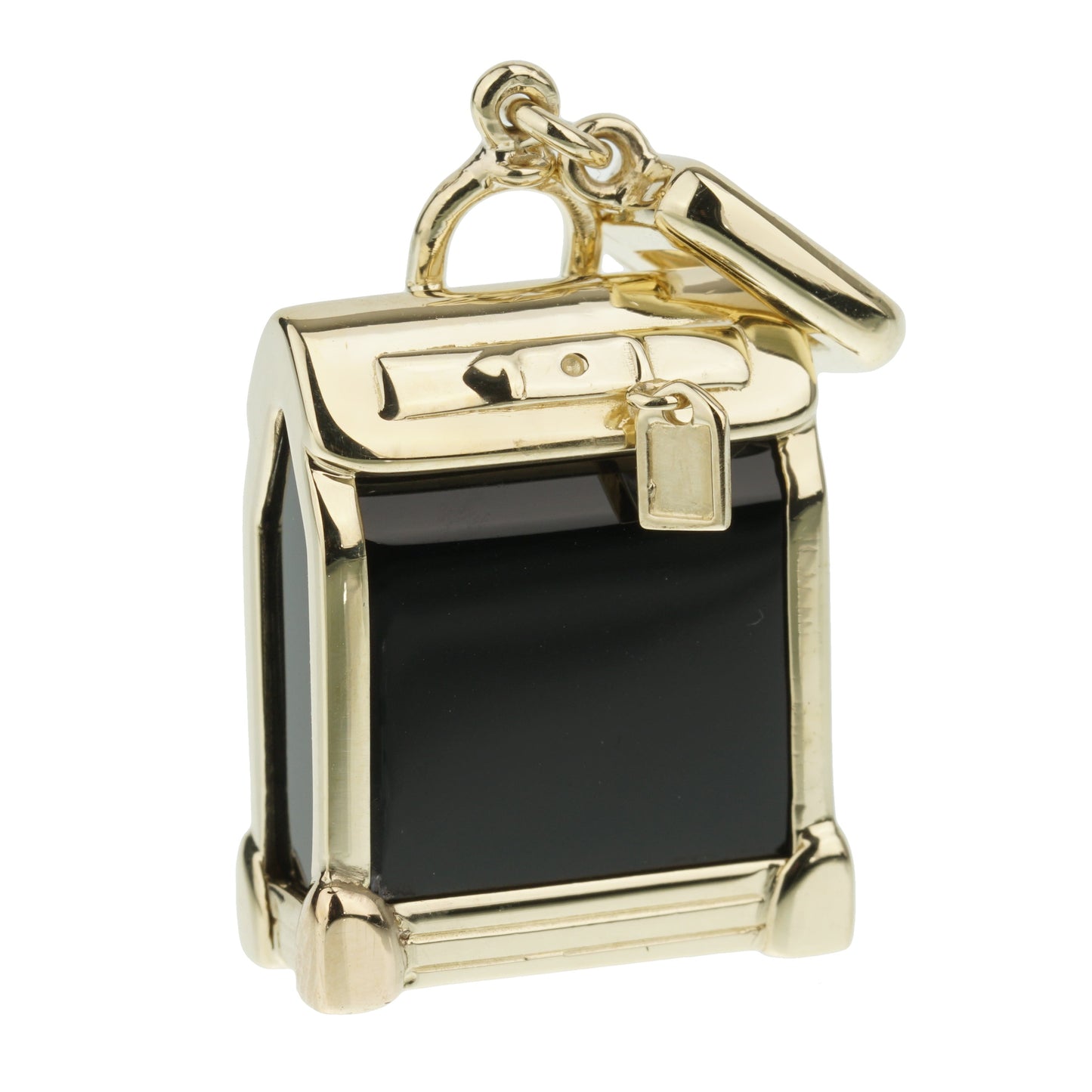 Lothtuis Vuithttton Steamer Bag 18k Yellow Gold Onyx Charm Pendant