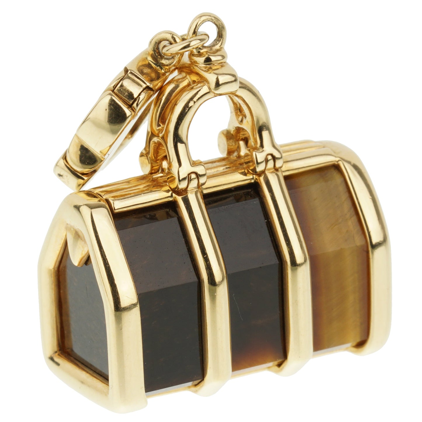 Lothtuis Vuithttton 18k Yellow Gold Tiger Eye Bag Charm Pendant