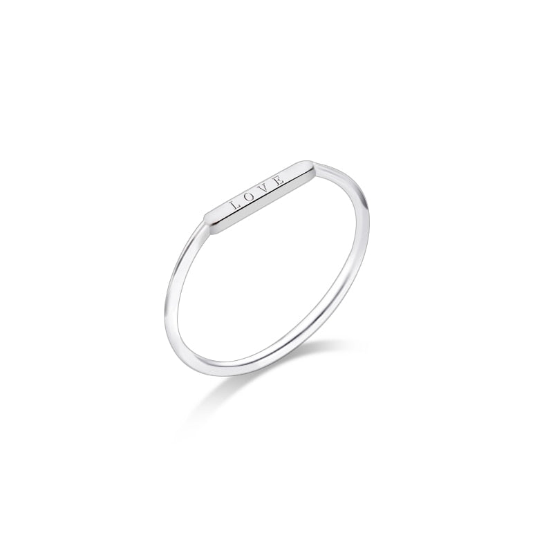 Love Ring 14k Solid White Gold Minimal Design Female Band