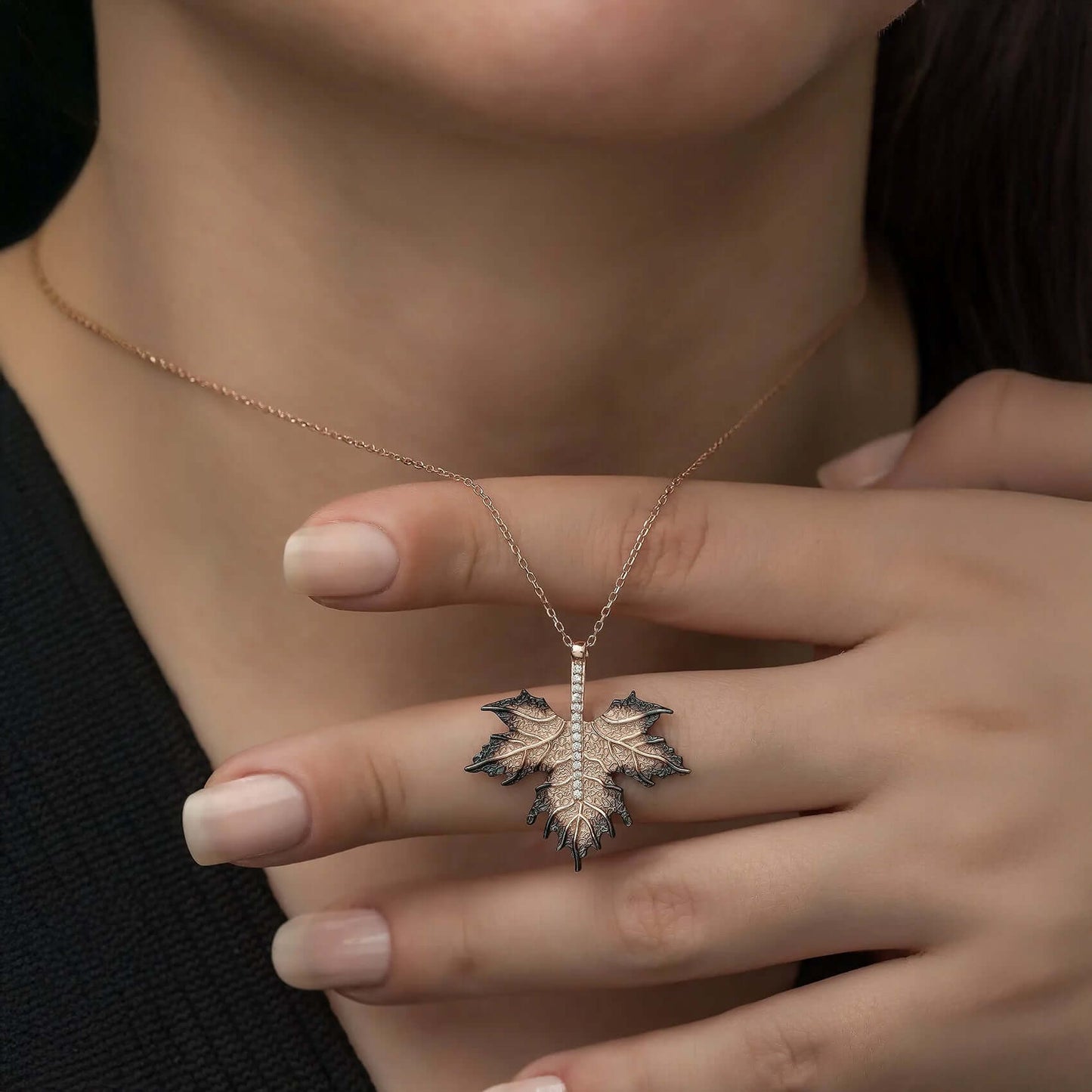 Maple Leaf Necklace 925 Silver Plant Pendant