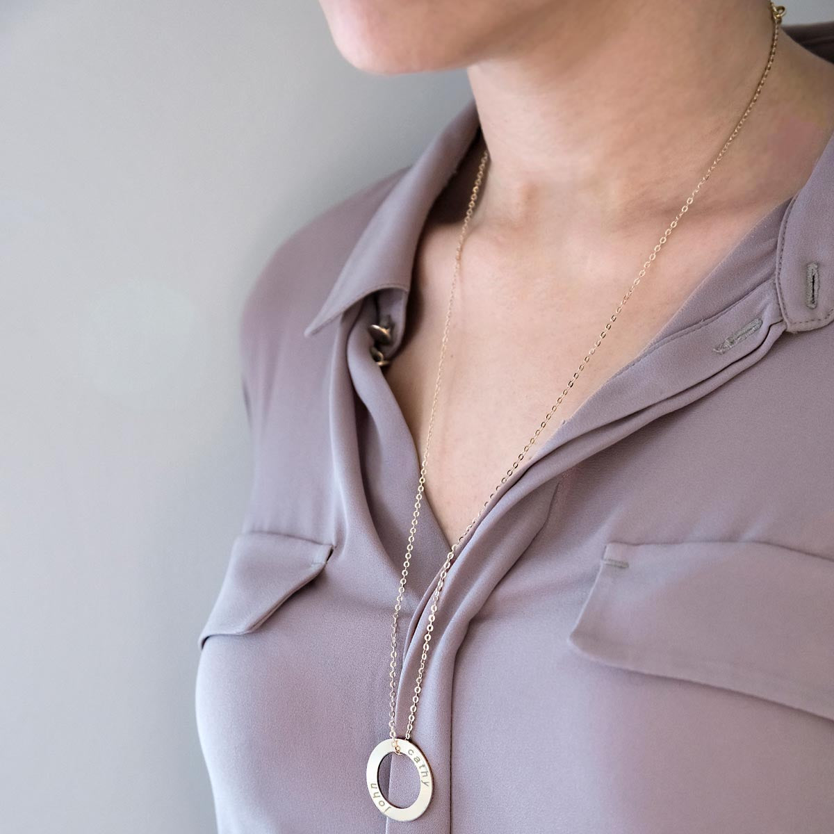 Mom Necklace Personalized Circle Charm with Name