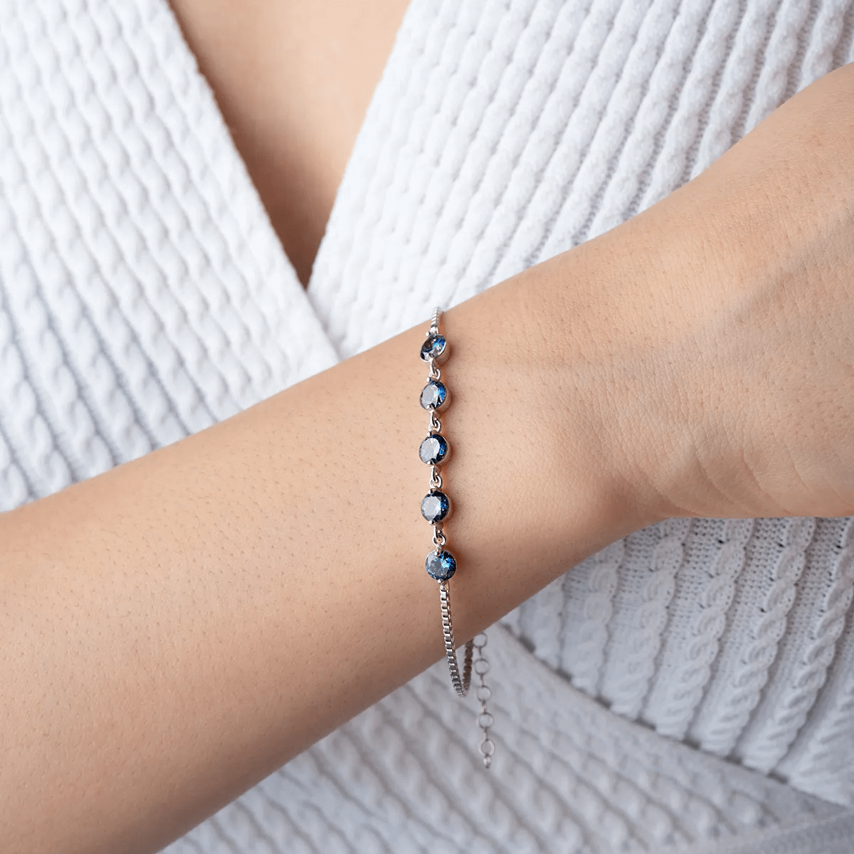 Mystic Topaz 5-Stone Bracelet with Silver Box Link Chain