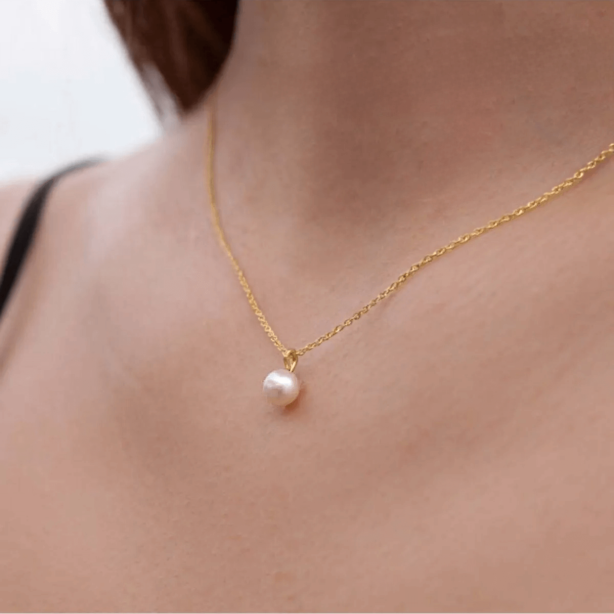 Back Drop Pearl Necklace Gold Plated Silver Chain