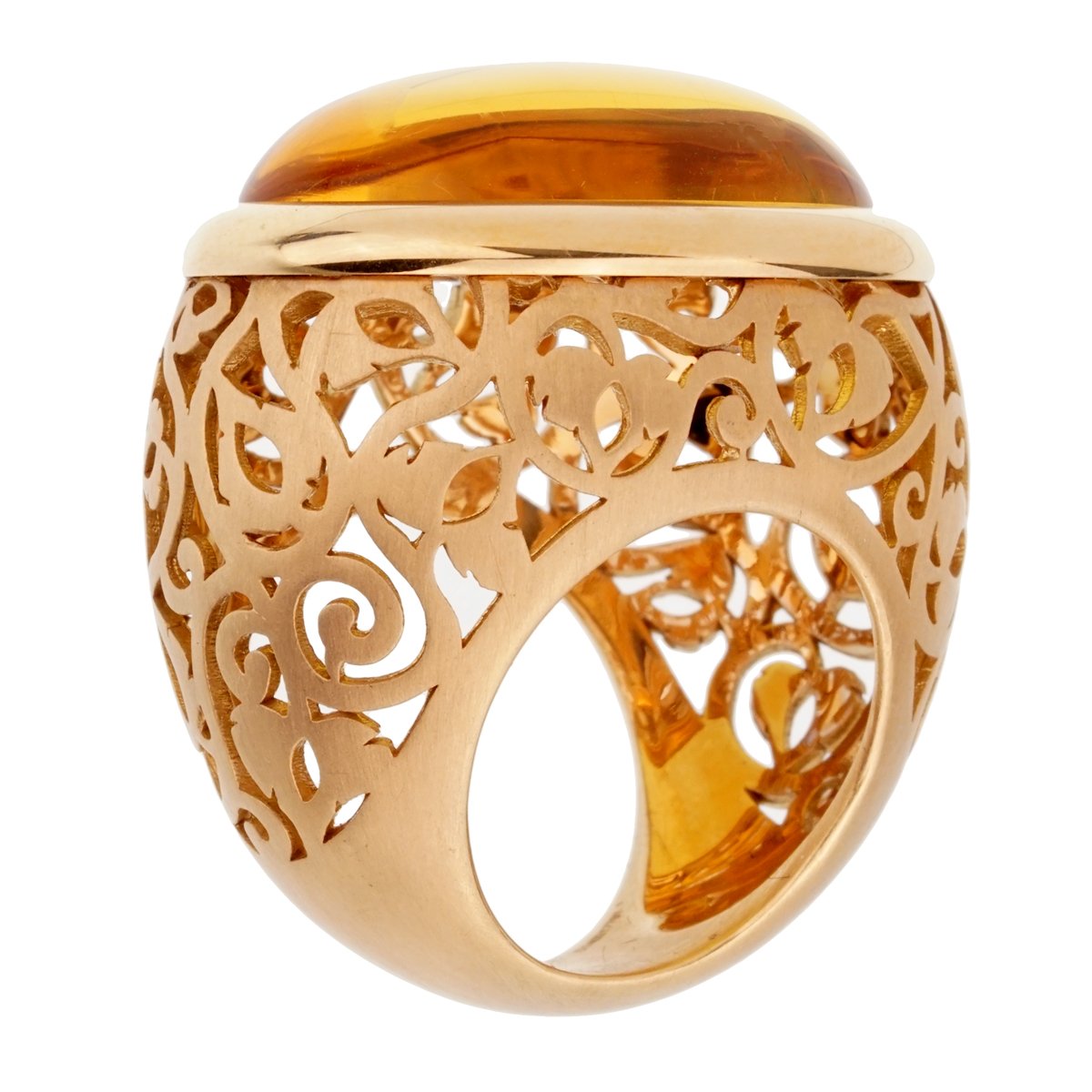 Pothtmellato 19.94 Carat Amber 18k Rose Gold Cocktail Ring Sz 6 1/4