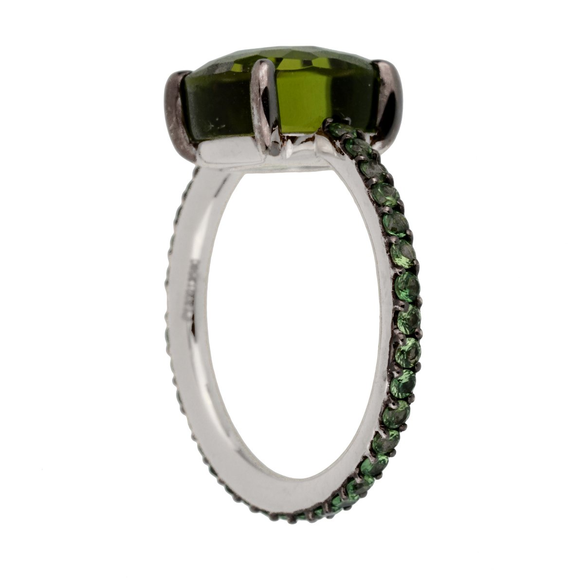 Pothtmellato 3.5 Carat Peridot Tsavorite Garnet White Gold Cocktail Ring