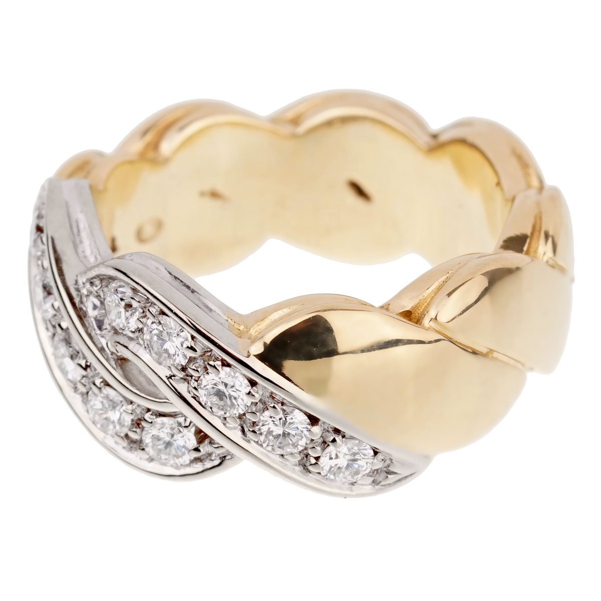 Pothtmellato Braided Diamond 18k Yellow Gold Ring Sz 5 1/2