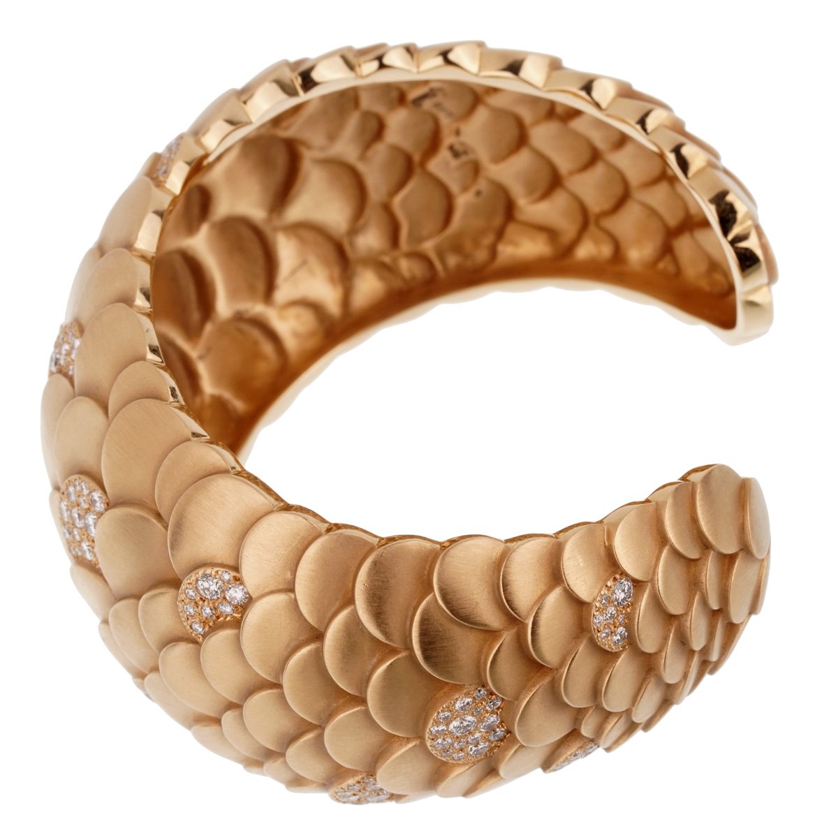 Pothtmellato Diamond Rose Gold Cuff Bangle Bracelet