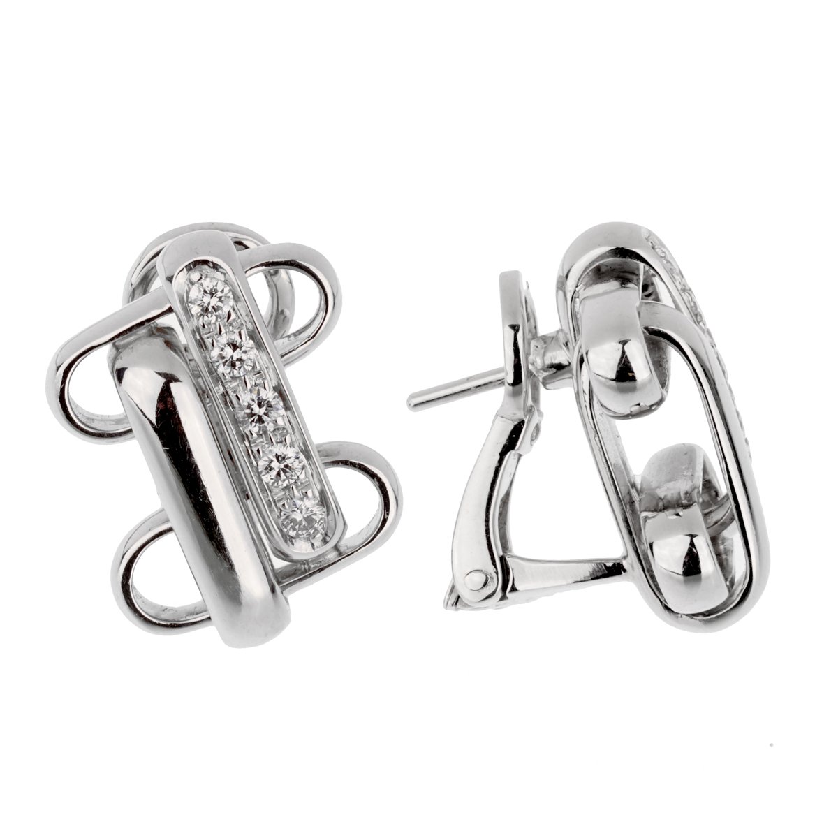 Pothtmellato 18k Diamond White Gold Earrings