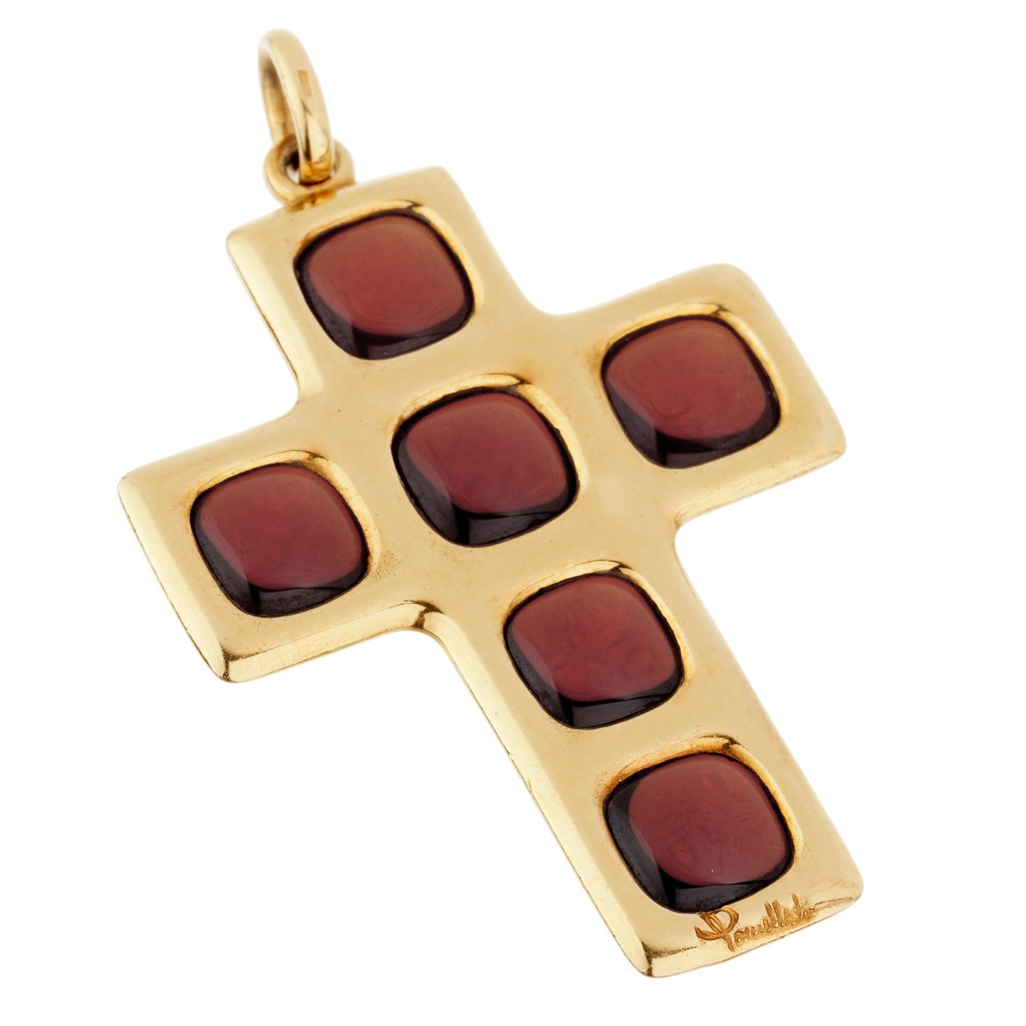 Pothtmellato Vintage 27ct Garnet Cross 18k Yellow Gold Necklace Pendant