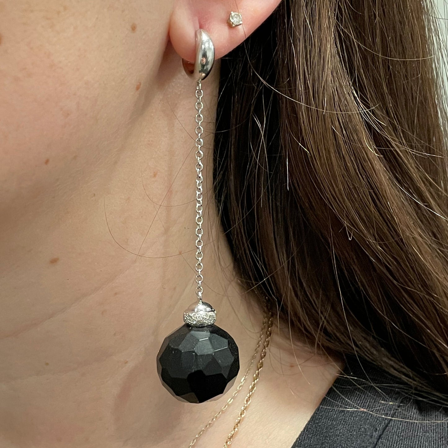 Pothtmellato Victoria Onyx Diamond 18k White Gold Diamond Disco Ball Earrings