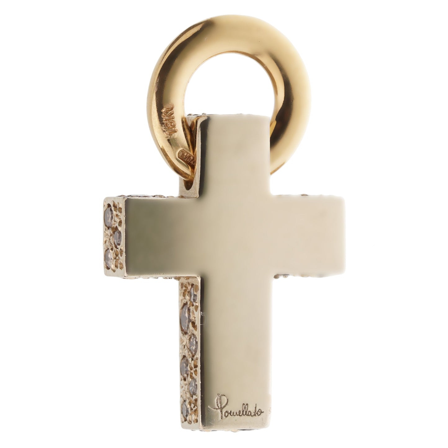 Pothtmellato Sabbia Fancy Diamond Yellow Gold Cross Pendant Necklace