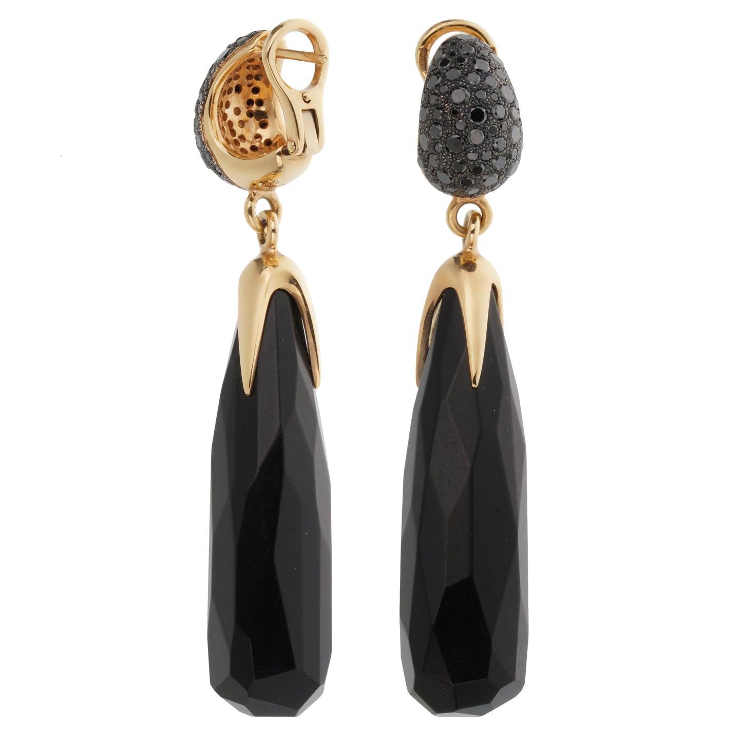 Pothtmellato Victoria Black Diamond & Jet 18k Rose Gold Drop Earrings