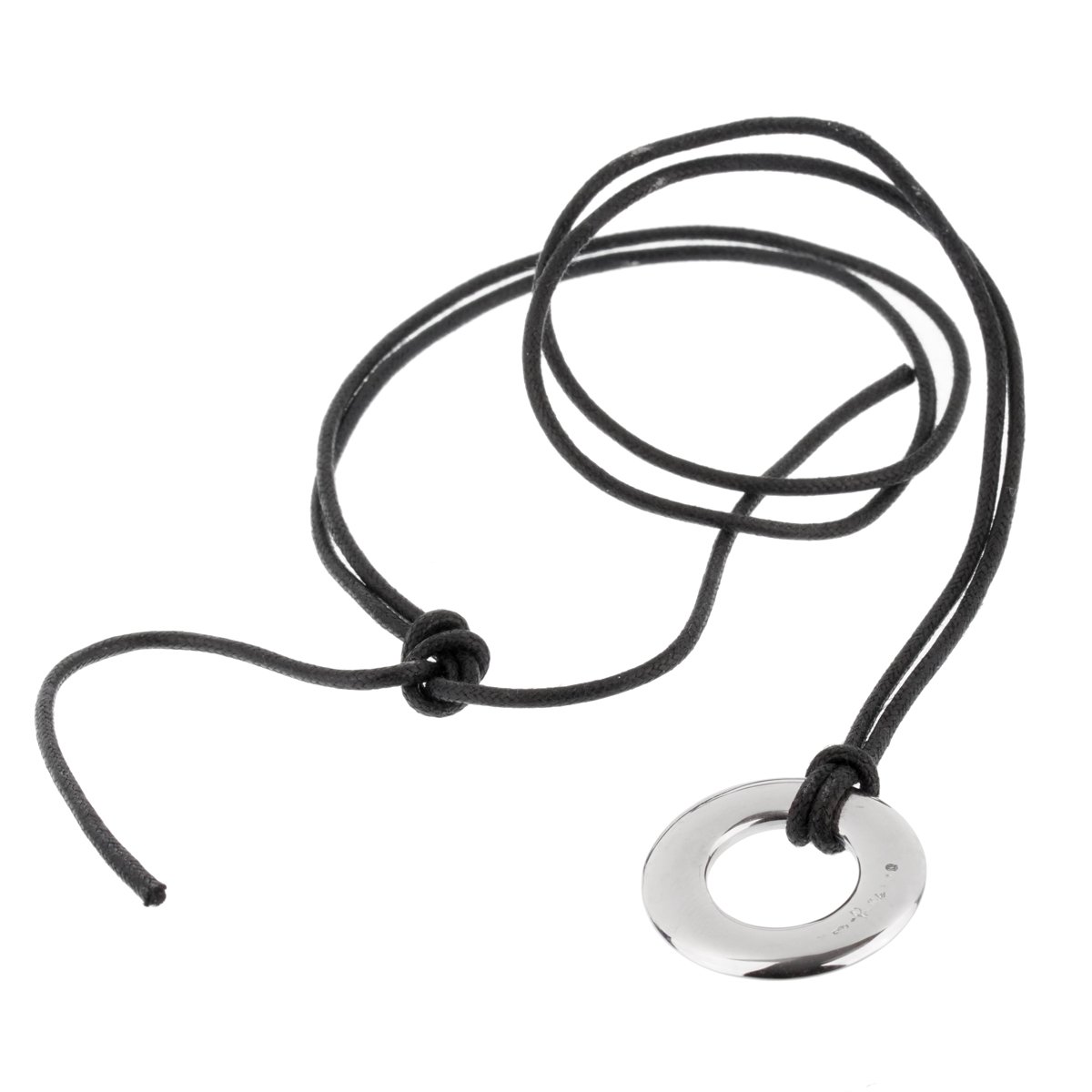 Pothtmellato 18k White Gold Pendant Leather Necklace