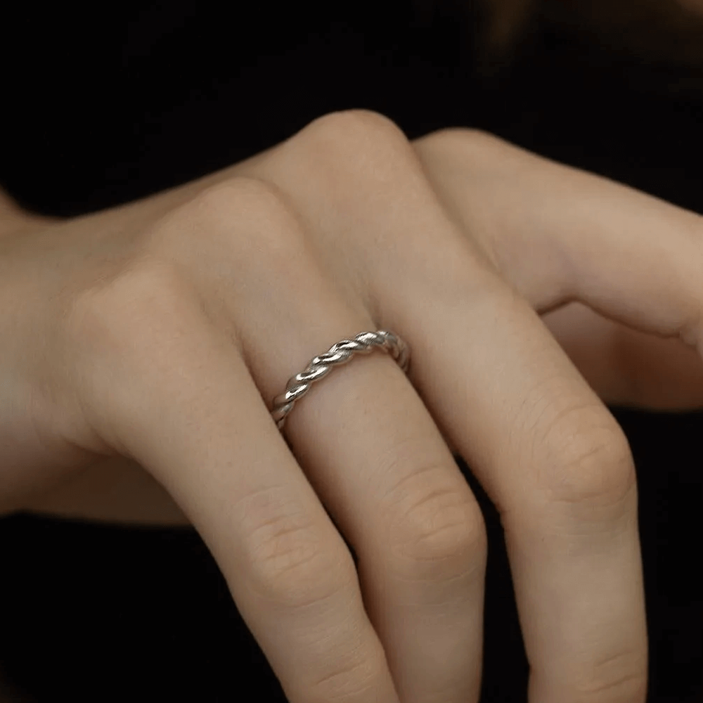 Twisted Wire Ring Gold-Plated Silver Rope Design Band