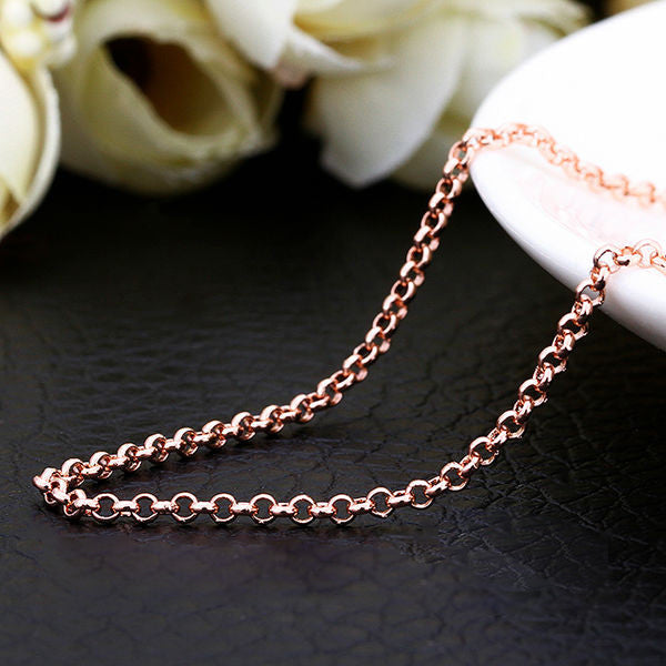 Rolo Chain Women's Necklace Rose Gold Vermeil Jewelry