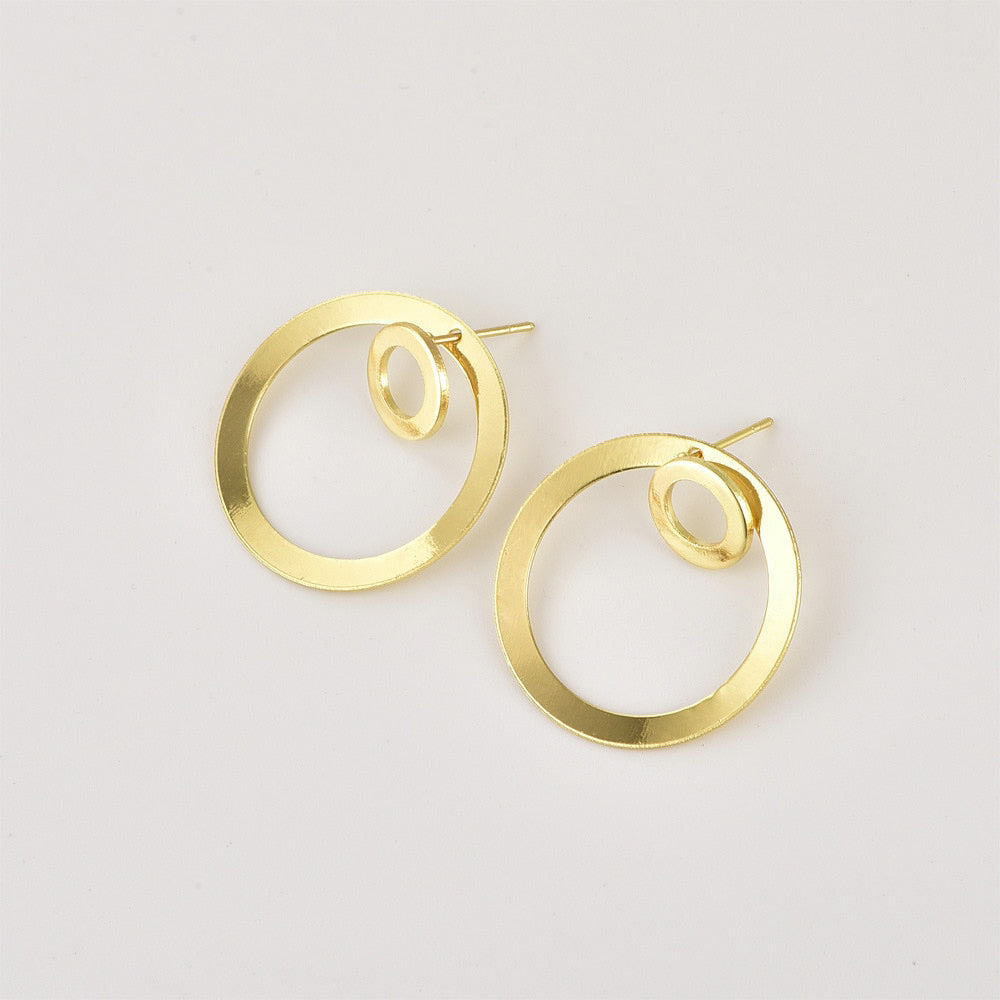Circle Earrings Sterling Silver Simple Design Female Studs