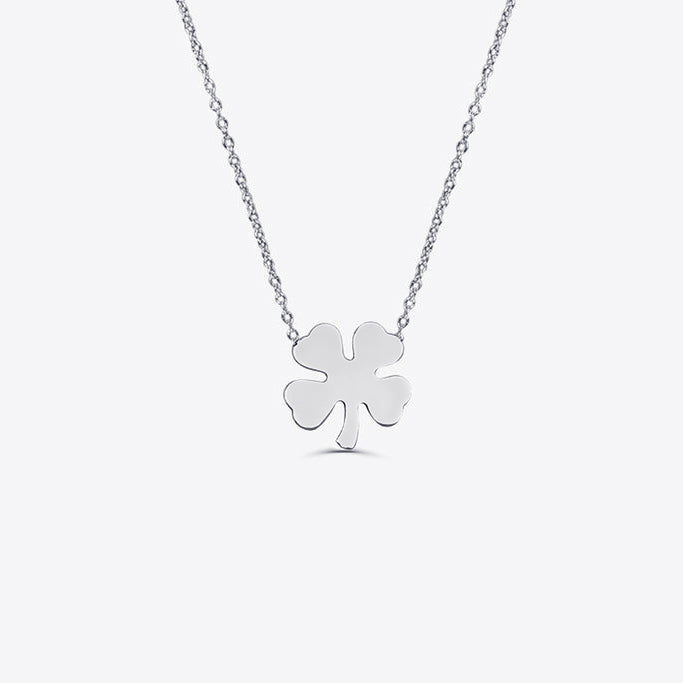 Four Leaf Clover Necklace 14k Solid Gold Mini Pendant