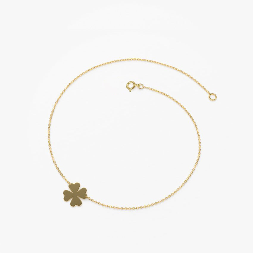 14k Gold Charm Bracelet Four Leaf Clover Fine Jewelry