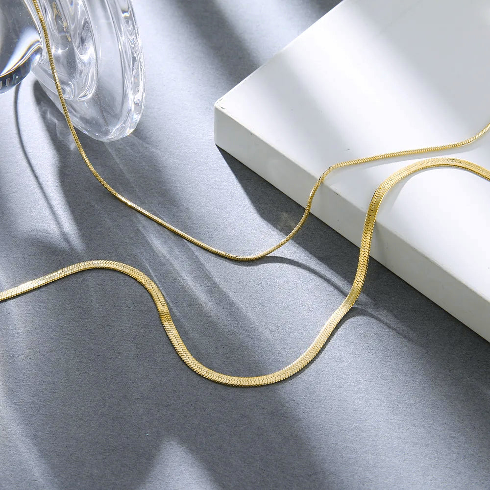 Snake Chain 3 mm Gold Vermeil Flat Herringbone
