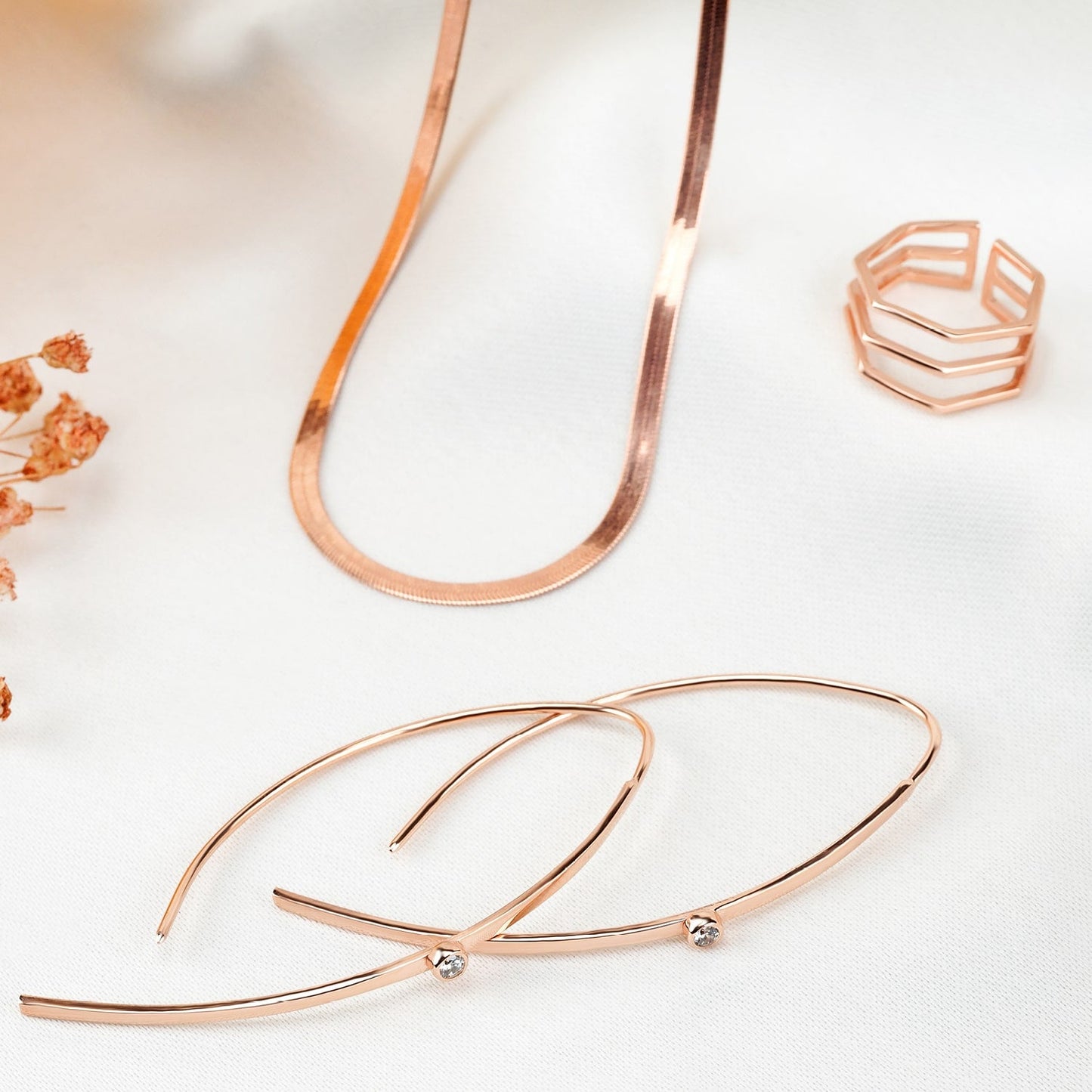 Flat Snake Chain 3 mm Rose Gold Choker Necklace